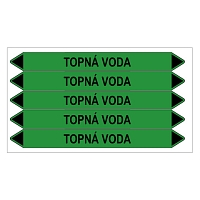 Značení potrubí, topná voda,5 ks, 150 × 12 mm